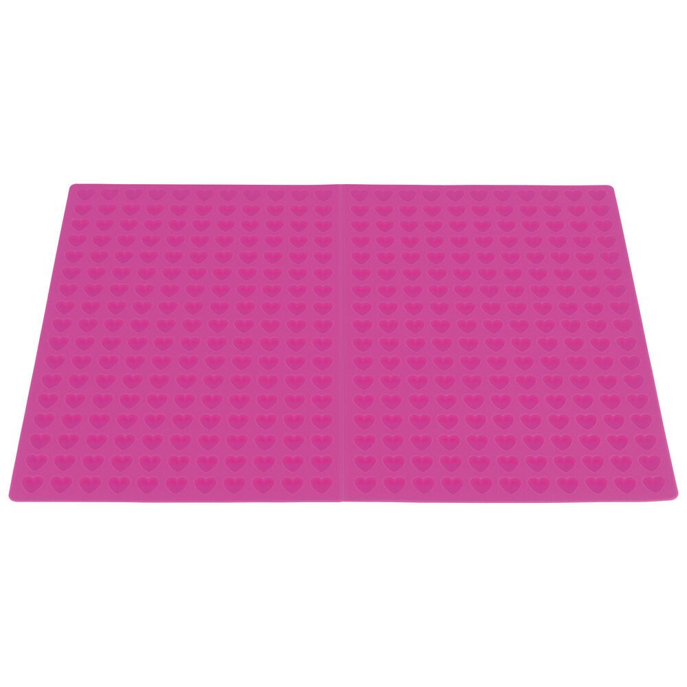 Rosa Backmatte mit Herzmuster. Rechteckige Form. Silikonmaterial.
