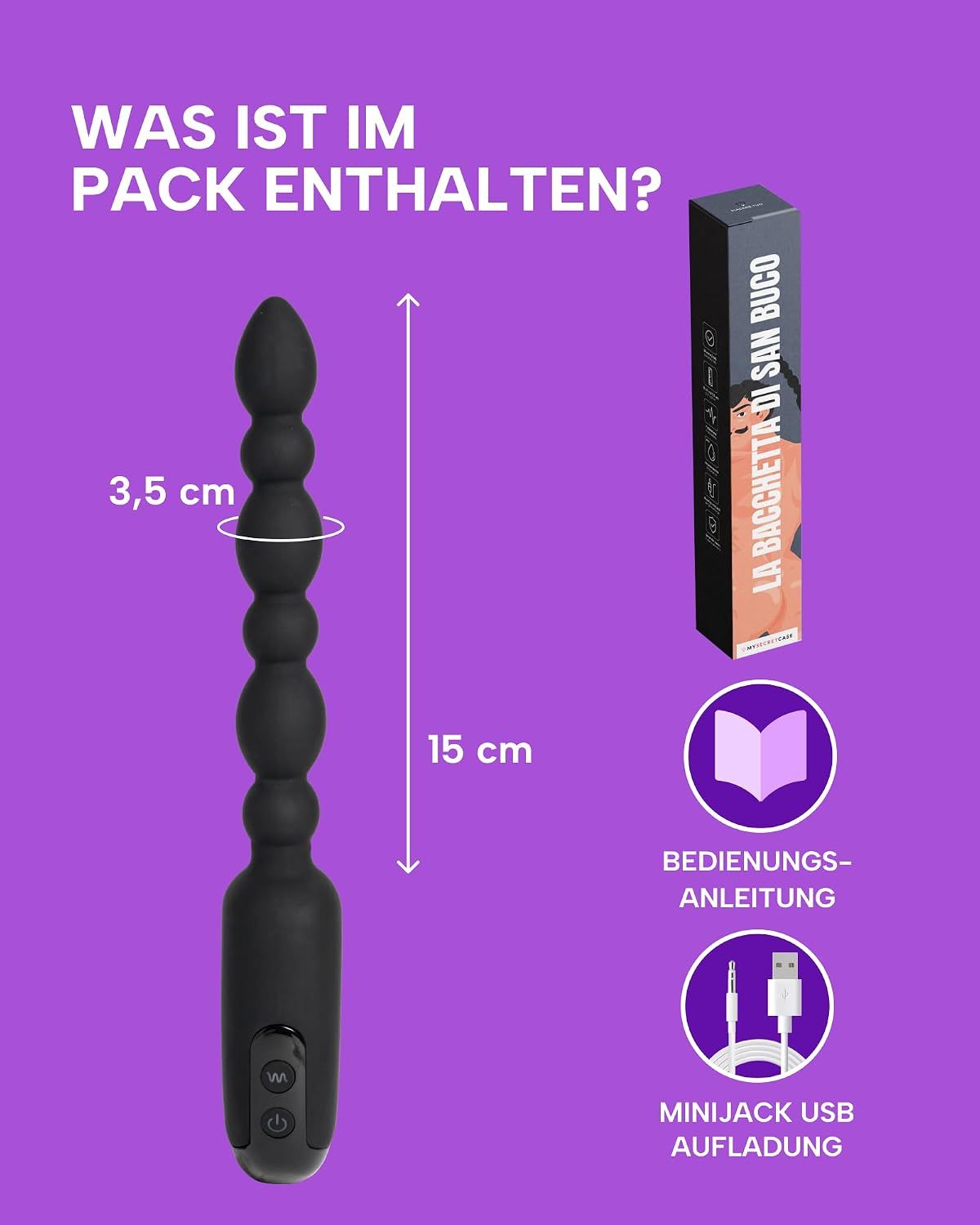 Schwarzer Silikon-Stimulator mit 7 Vibrationsmodi, flexibel und weich.