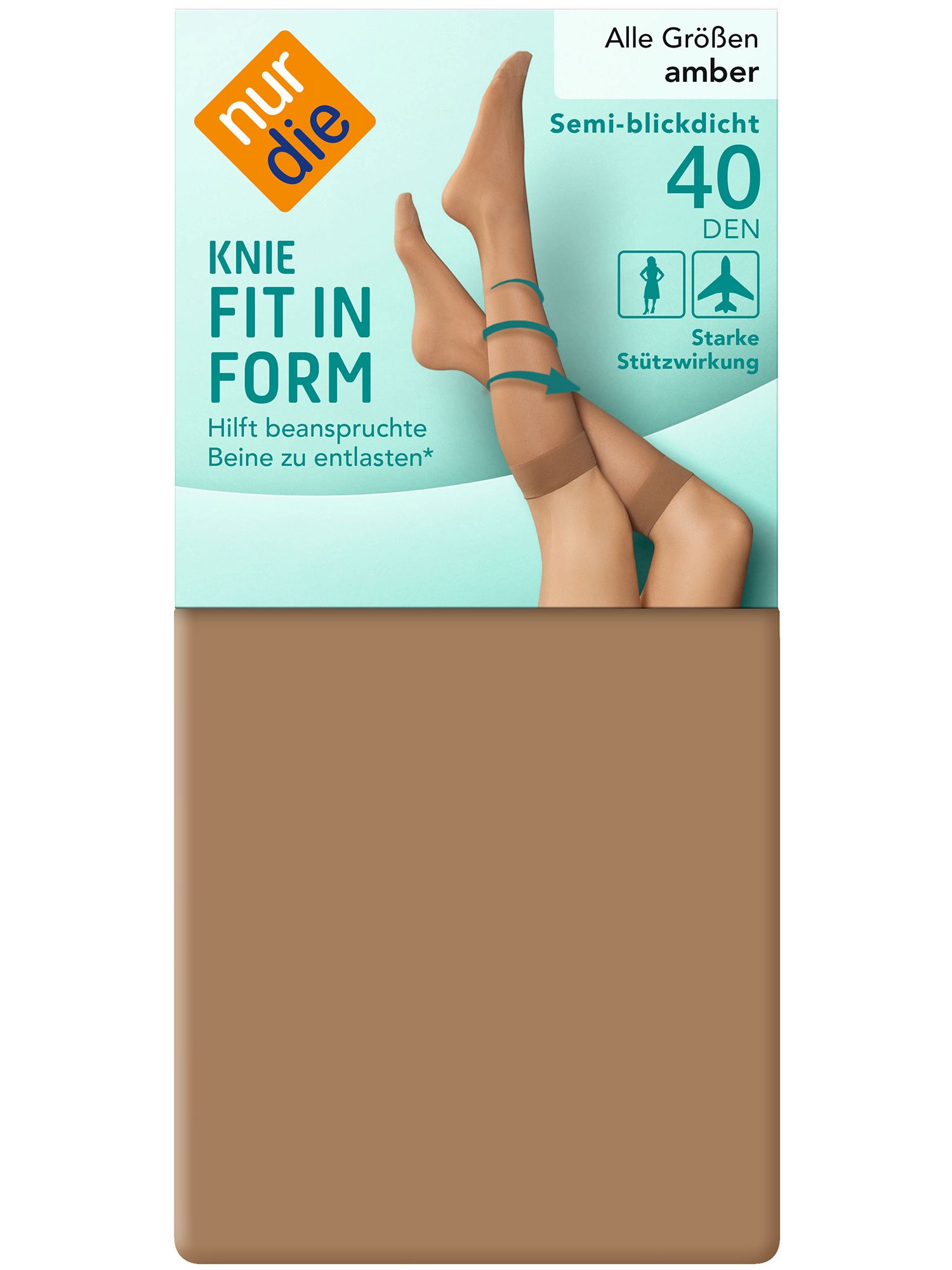 NUR DIE Kniestrümpfe Fit in Form 40 DEN - amber - one size