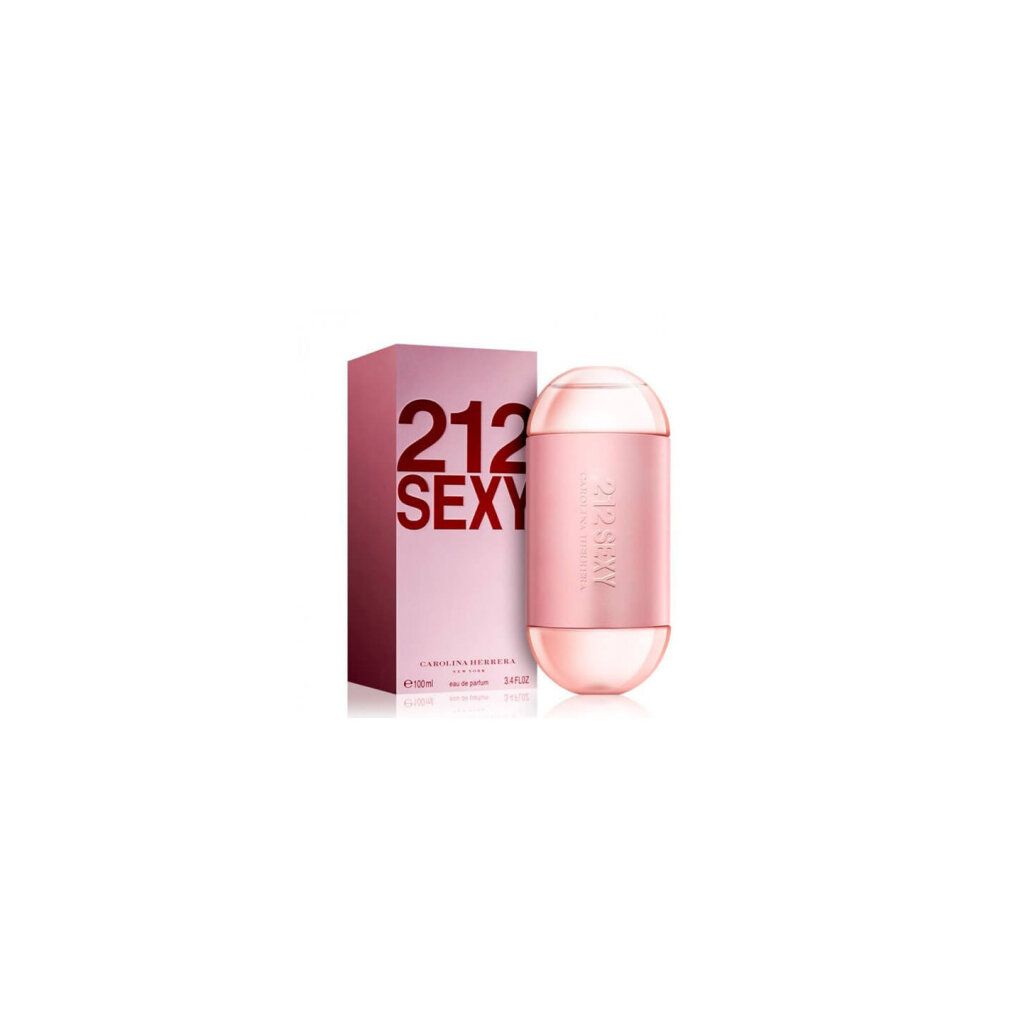 Rosa Flakon und Verpackung. Aufschrift: 212 SEXY. Verpackung mit Text.