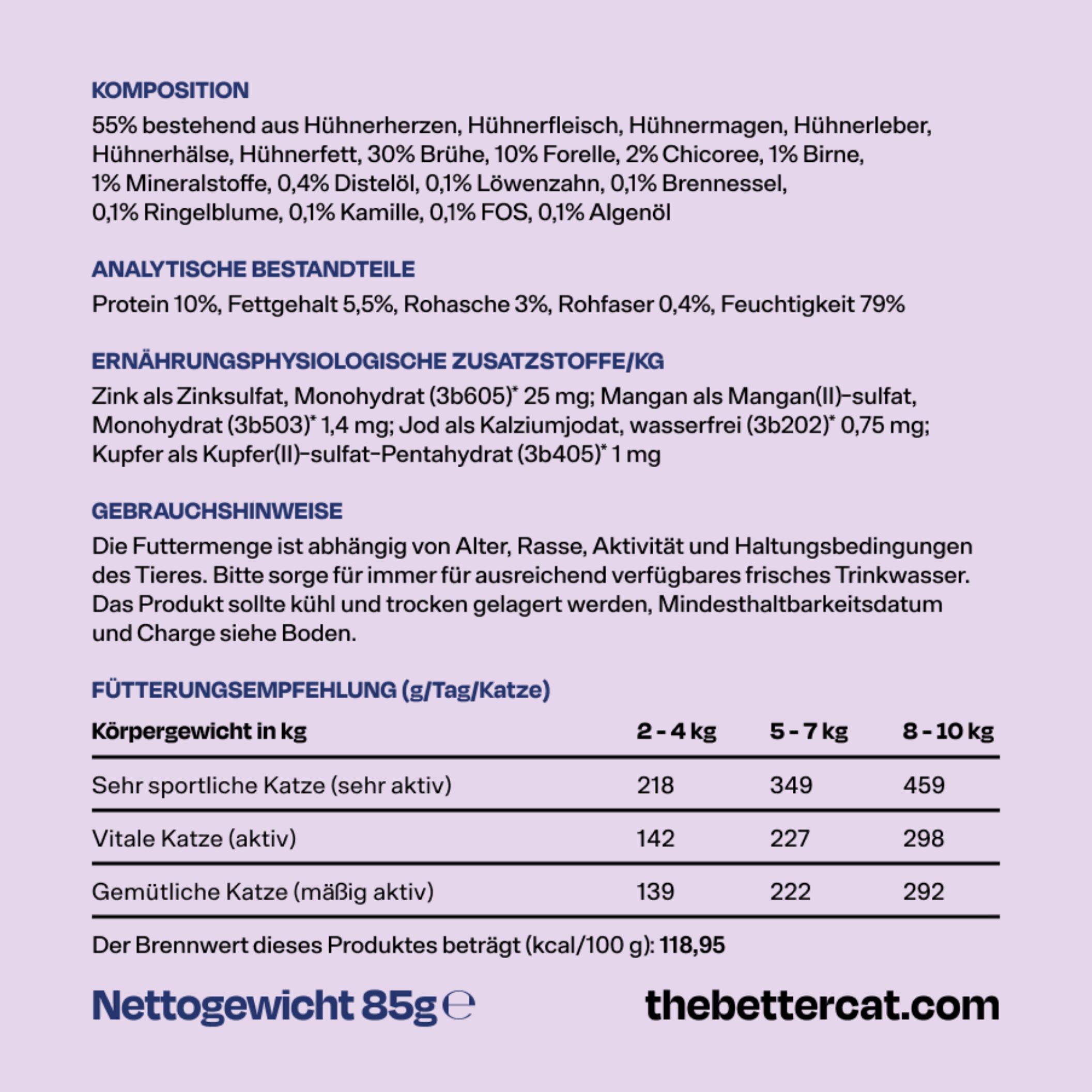 The Better Cat Katzenfutter Nass - Huhn & Forelle
