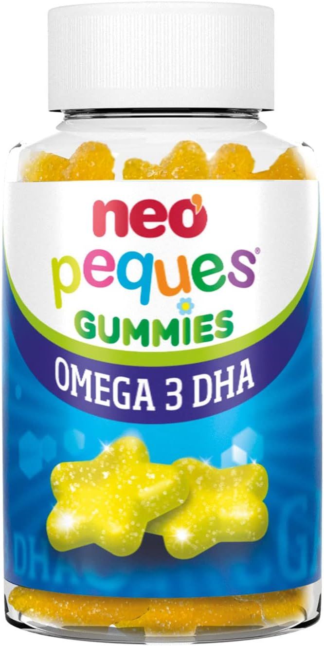 Flasche mit gelben Stern-Gummibärchen, Omega 3 DHA.