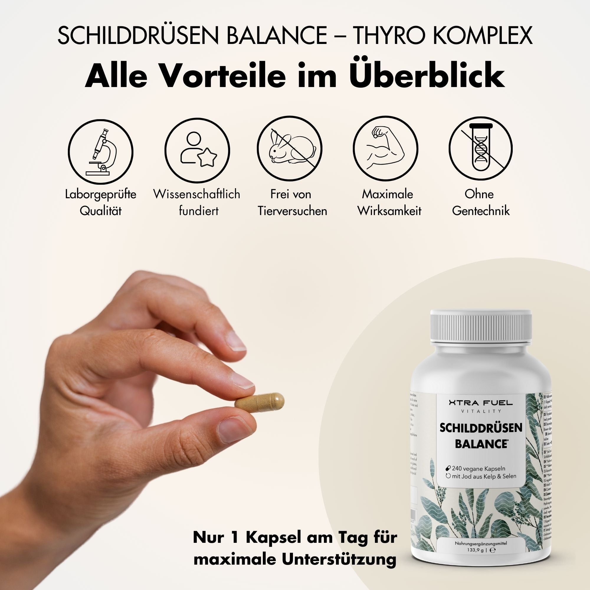 XTRA FUEL Schilddrüsen Komplex Kapseln mit Kelp, Jod und Selen