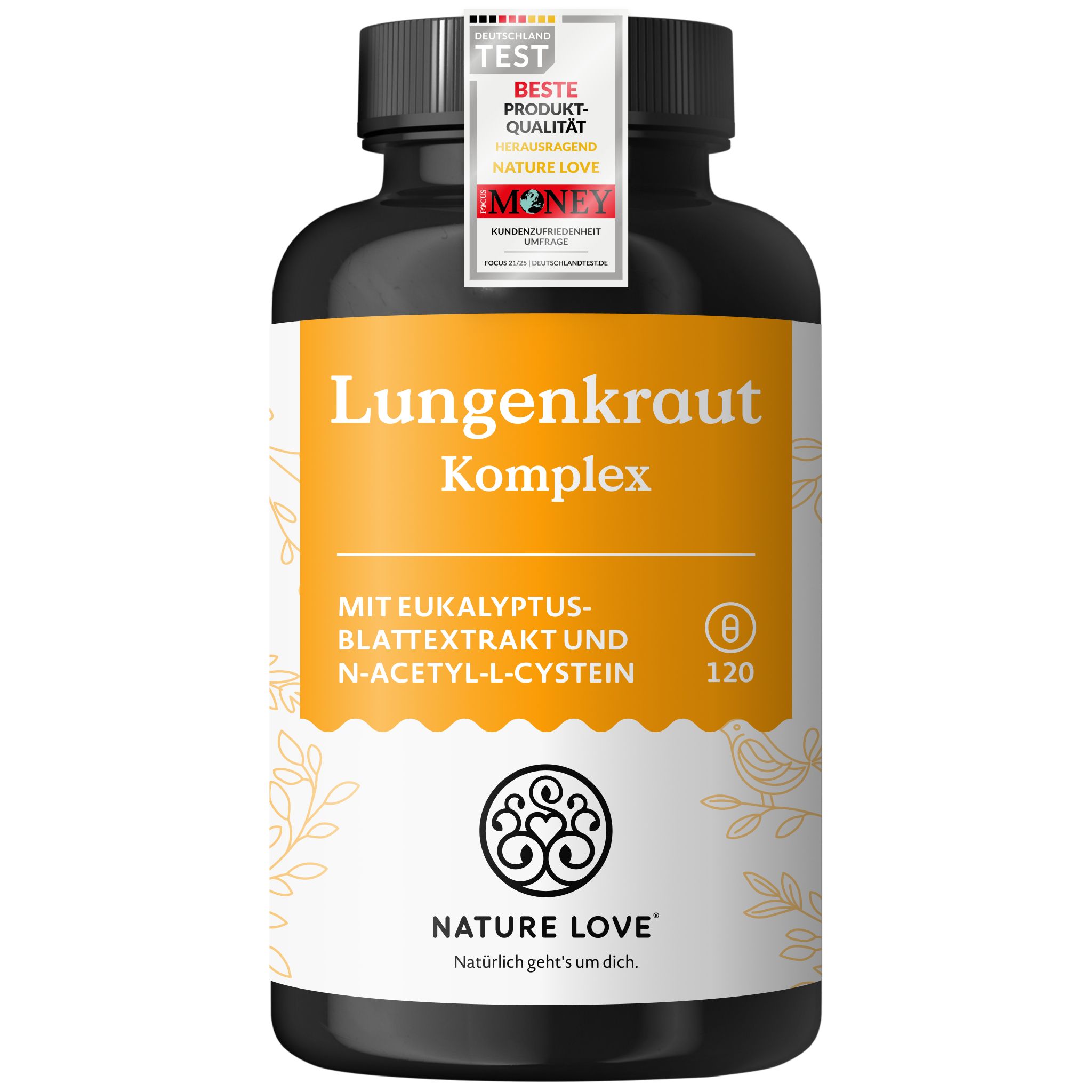 NATURE LOVE Lungenkraut Komplex: 120 Kapseln, mit Eukalyptus und NAC.
