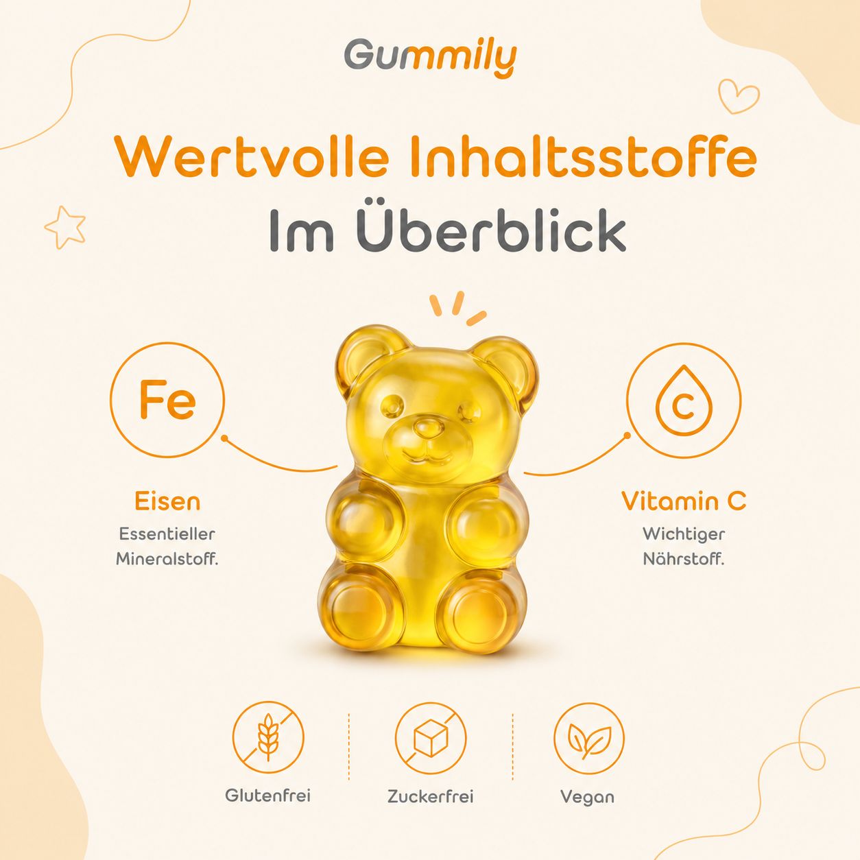 Gummily Eisen & Vitamin C: Übersicht der Inhaltsstoffe und Vorteile.