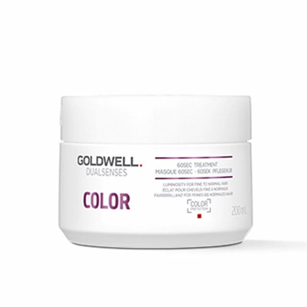 Goldwell Dualsenses Color Treatment. Weiße Dose mit lila Schrift. Produktname, Logo und 200ml-Angabe.