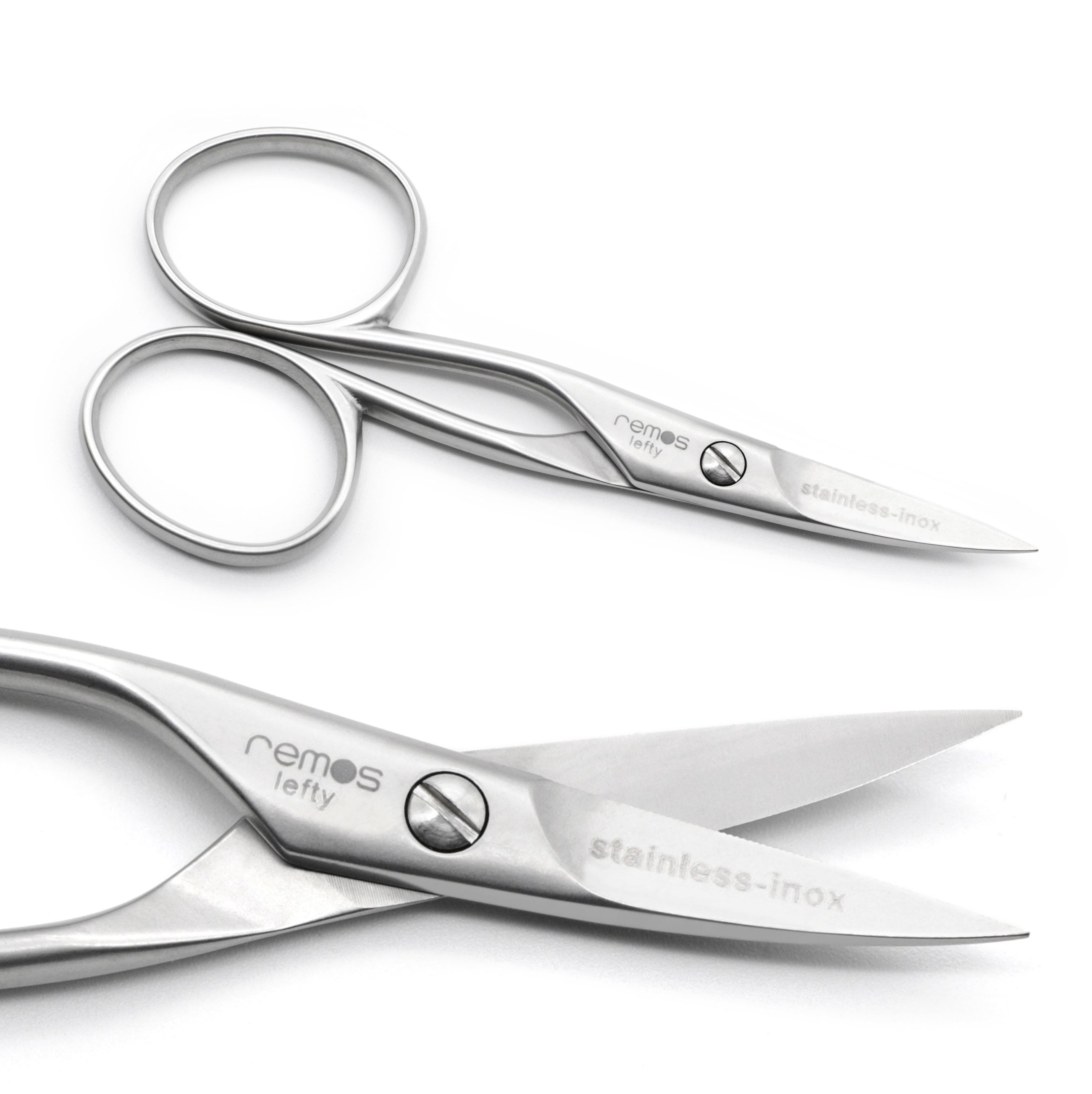 REMOS Linkshänder-Nagelschere aus Edelstahl, Nahaufnahme.