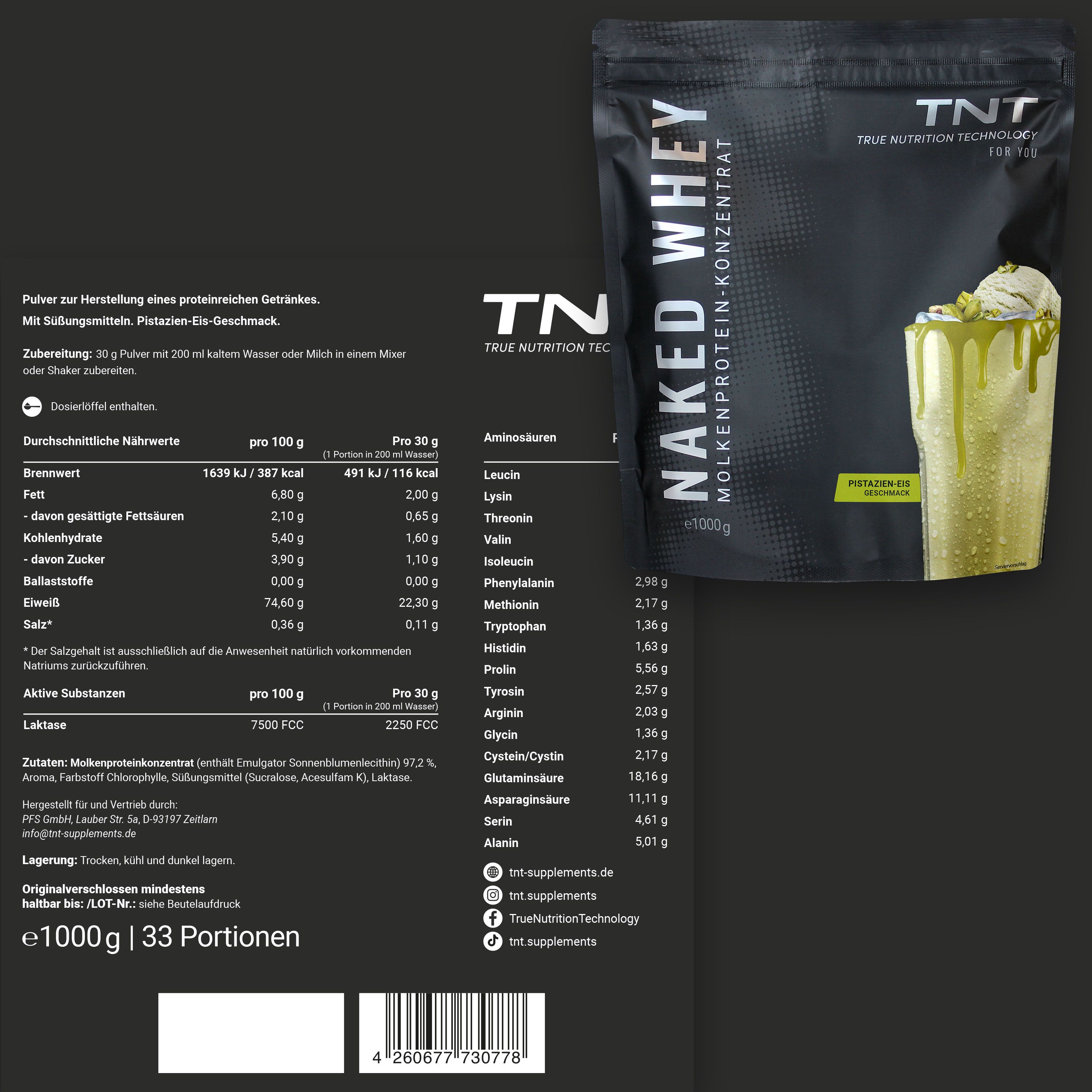 TNT Naked Whey - Molkenproteinkonzentrat mit Laktase