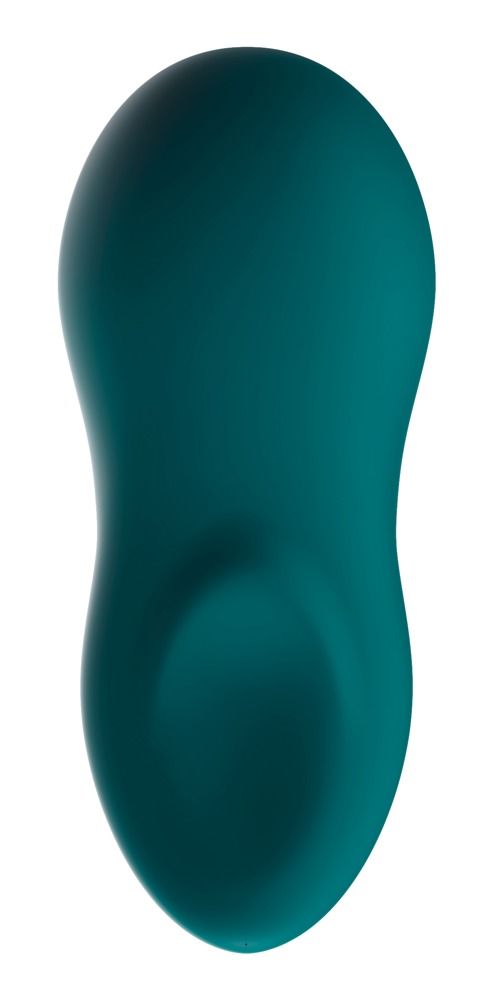 Grünes, längliches Wellness-Produkt mit ovaler Form und einer konkaven Vertiefung. Glatte Oberfläche, ohne sichtbare Details.