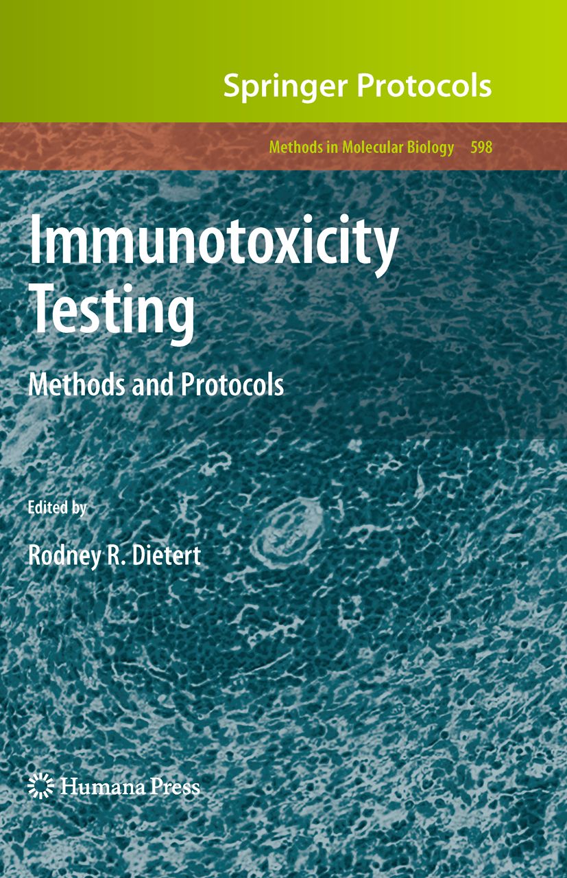 Buch mit dem Titel "Immunotoxizitätstests". Herausgegeben von Rodney R. Dietert. Verlag Humana Press. Reihe Springer Protocols.