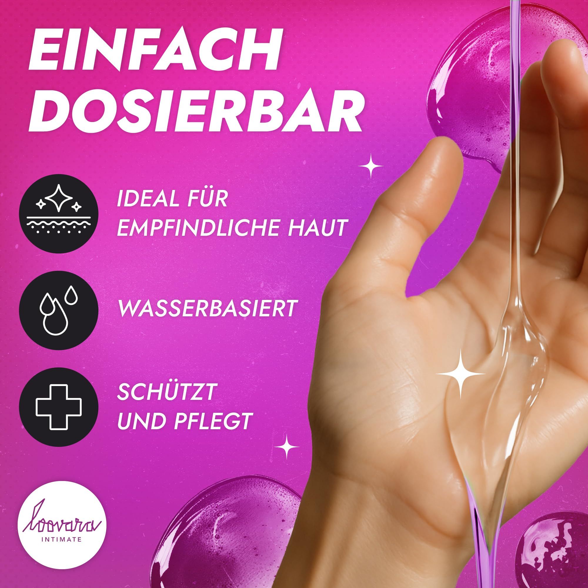 LooVara Gleitgel: "Strawberry", "Berry", "Aloe", "Holes", "Selfie".