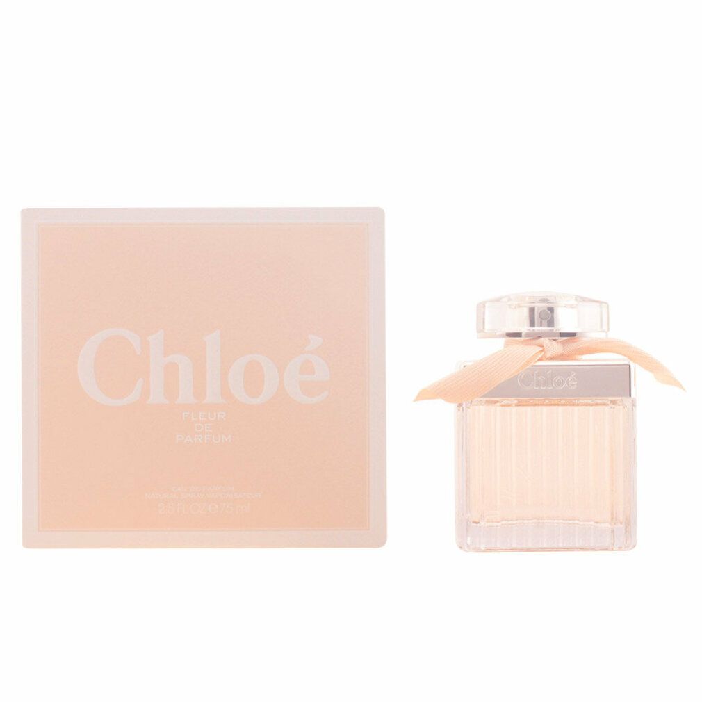 Flakon und Verpackung. Flakon quadratisch, geriffelt, mit Schleife. Verpackung rosa, Aufschrift Chloé.