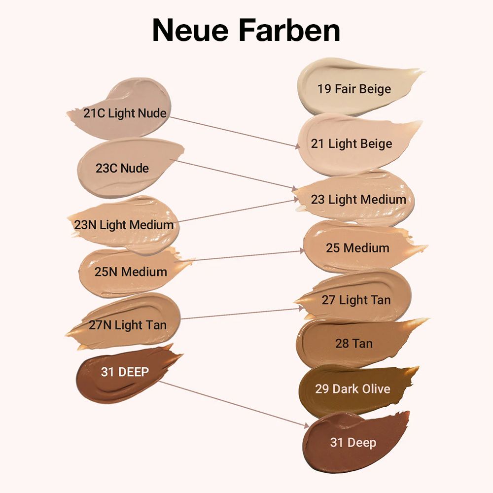 Farbübersicht der BB Moringa Ceramide BB Cream mit 12 Nuancen.