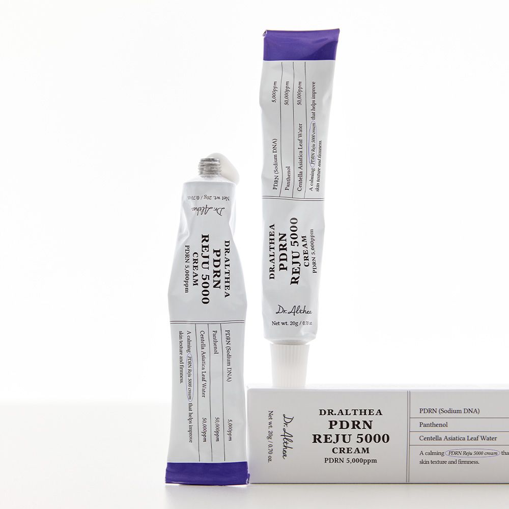 Zwei Dr.Althea PDRN Reju 5000 Cream Tuben und eine Faltschachtel.