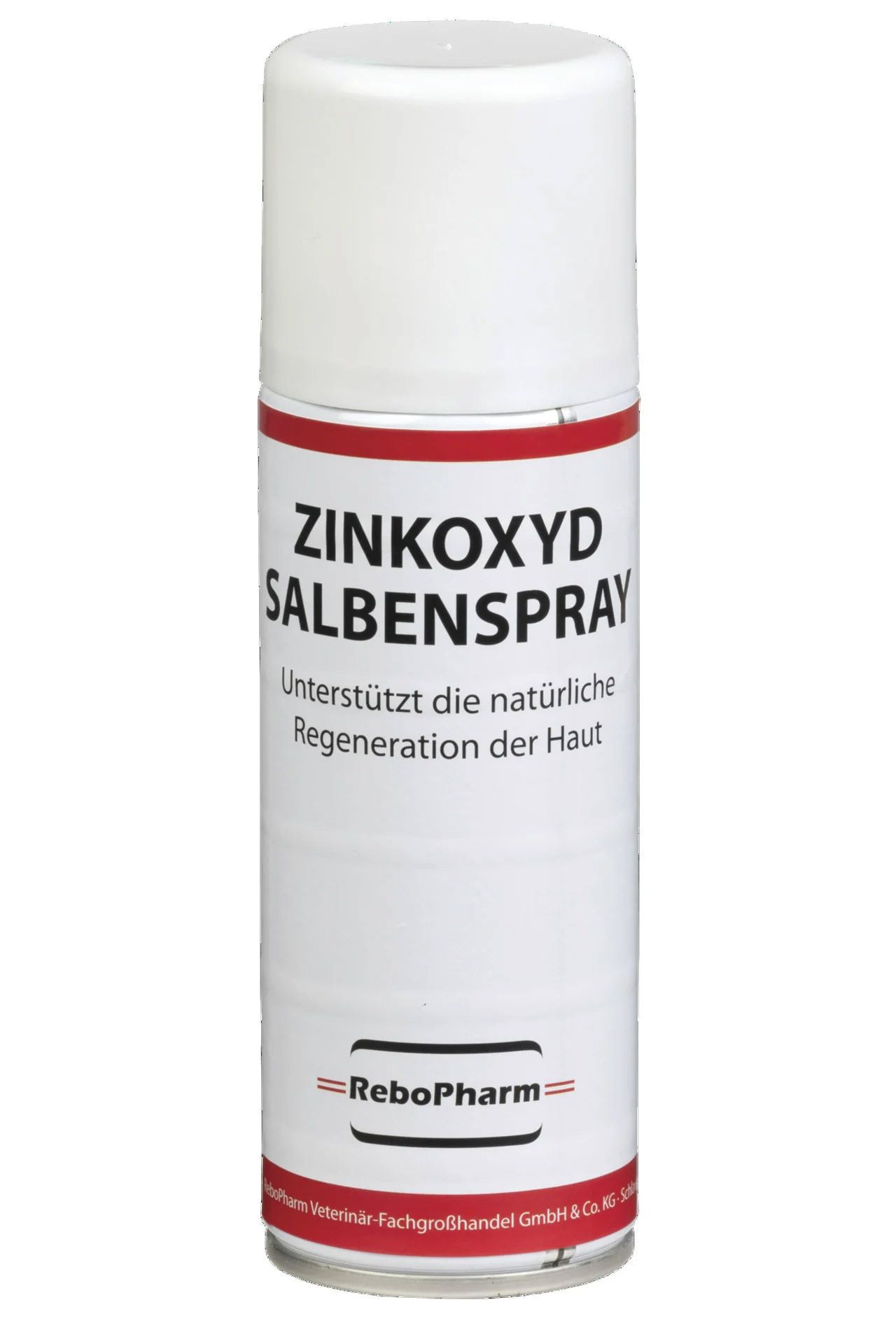 Zinkoxyd Salbenspray Dose, weiß mit rotem und schwarzem Etikett.