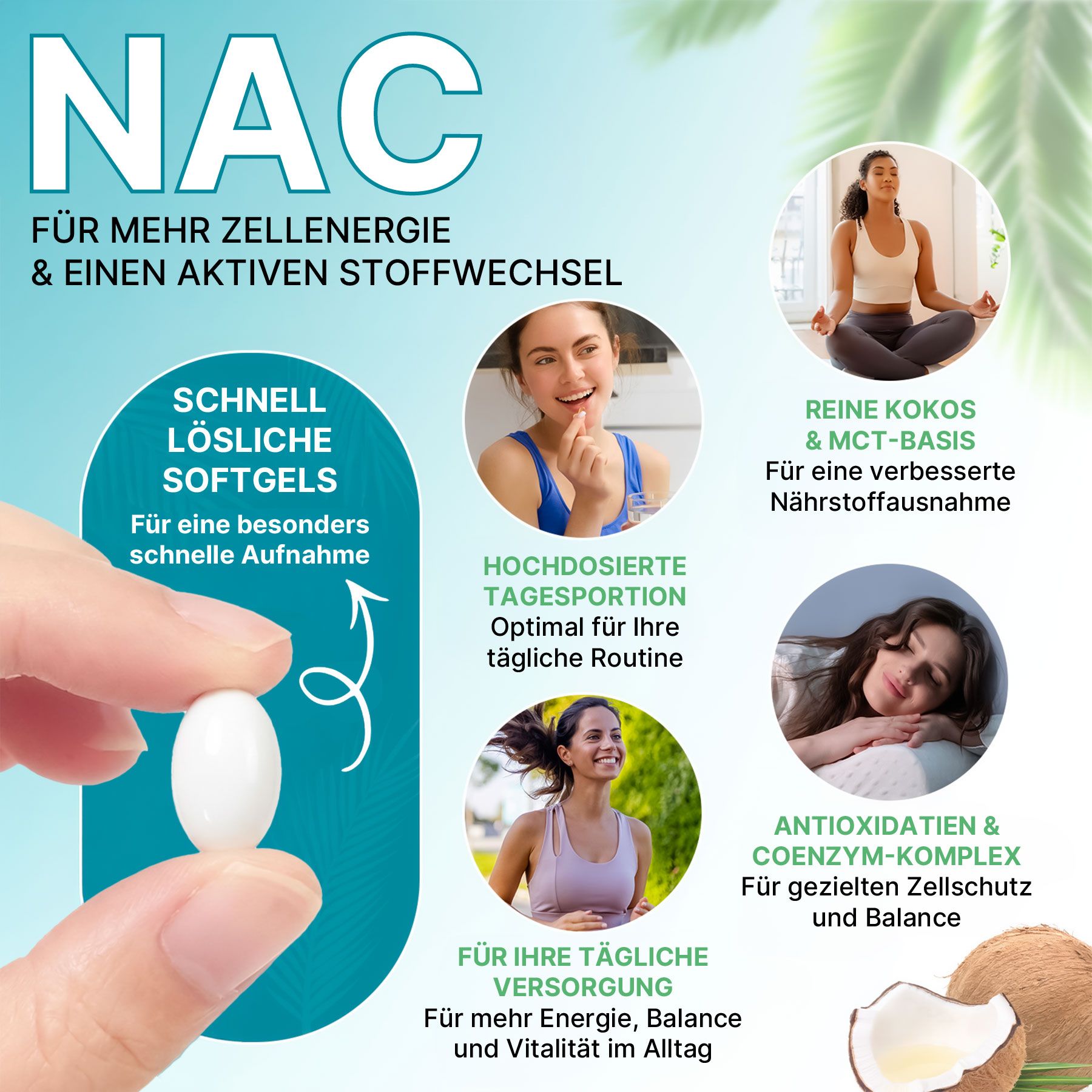 Acentiallabs NAC N-Acetyl L-Cysteine Aminosäure Softgels Hochdosiert Immunsystem
