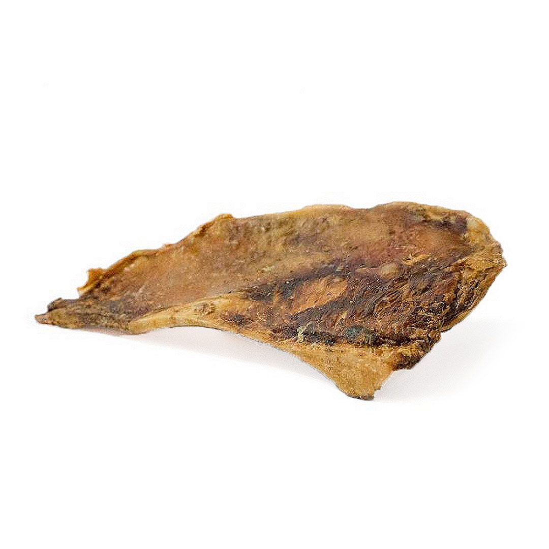 Geformter, getrockneter Knorpel. Hell- bis dunkelbraune Färbung. Auf weißem Hintergrund.