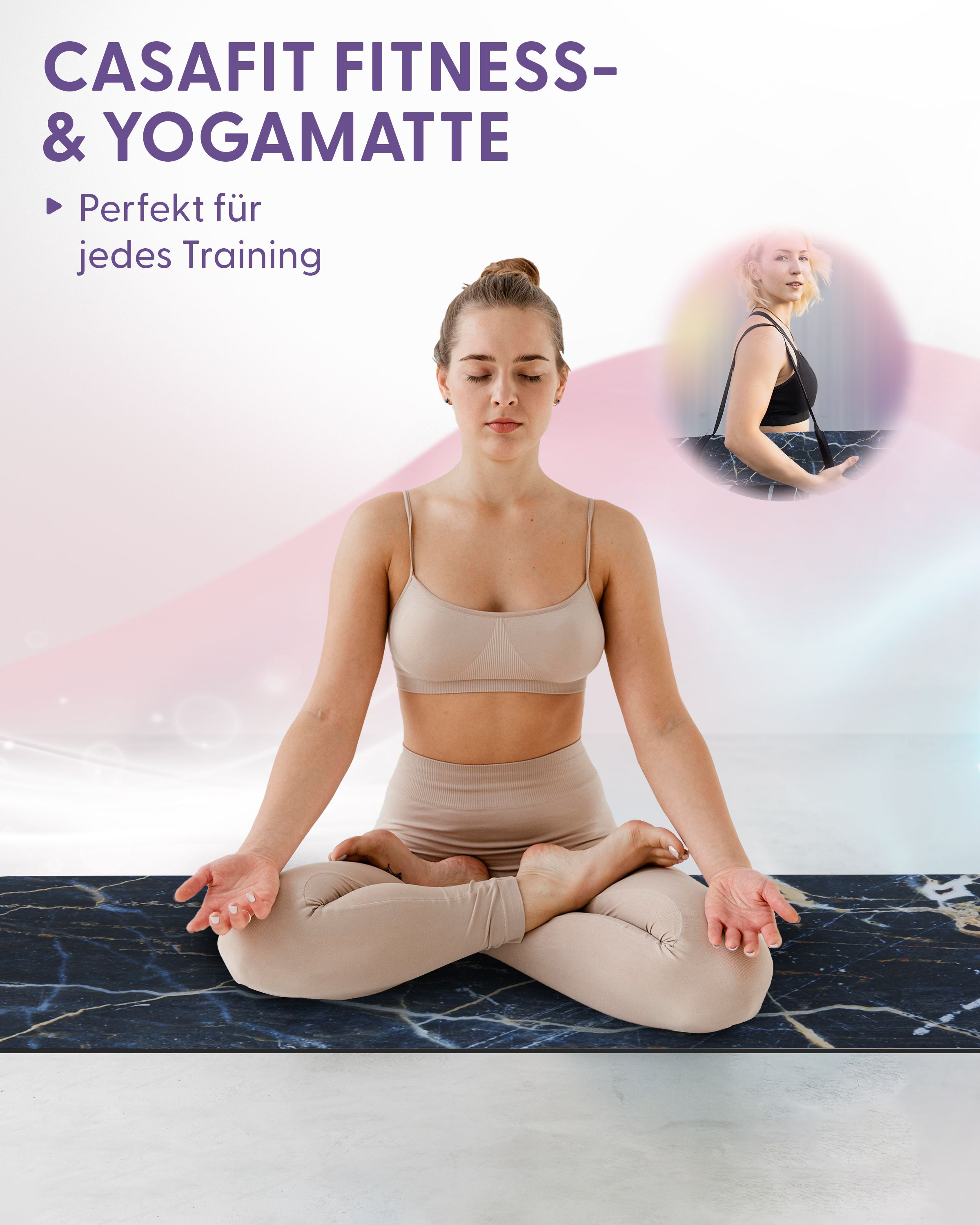 Fitness- & Yogamatte - dark marble