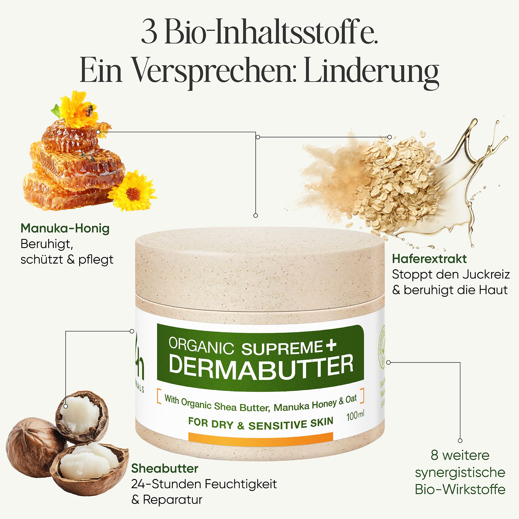 H4H Naturals® Bio-Manuka-Hafer Reparaturbutter