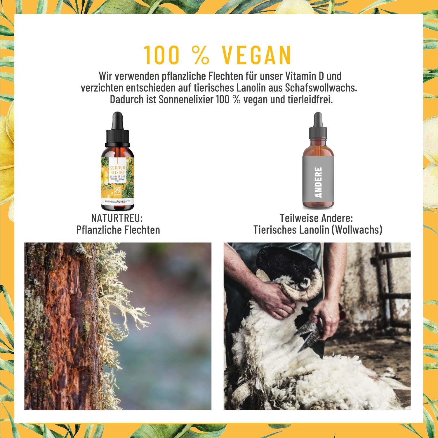 Vitamin D3 & K2 Tropfen Depot mit 20.000 I.E. - hochdosiert & vegan - Sonnenelixier - NATURTREU®