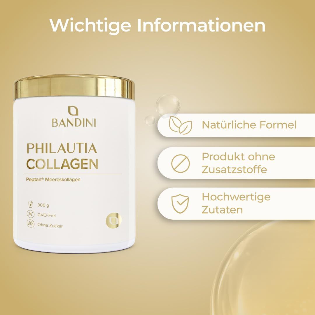 Bandini Philautia Collagen Dose. 300g Peptan Meereskollagen. GVO-frei, ohne Zucker.