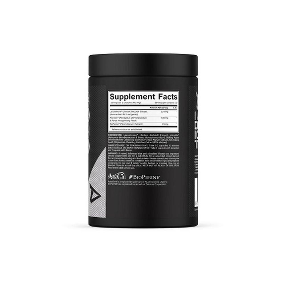 Rückseite einer schwarzen Dose. Text: Supplement Facts. Enthält Informationen zu Inhaltsstoffen und Nährwerten. Marke: BioPerine.
