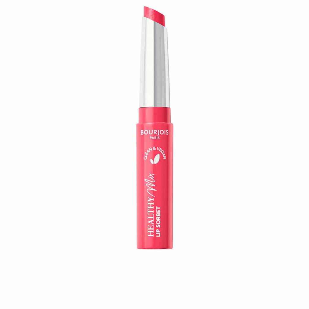 Bourjois Healthy Mix Lip Sorbet. Pinker Lippenstift. Silberne Kappe. Aufschrift: Cream & Vegan.