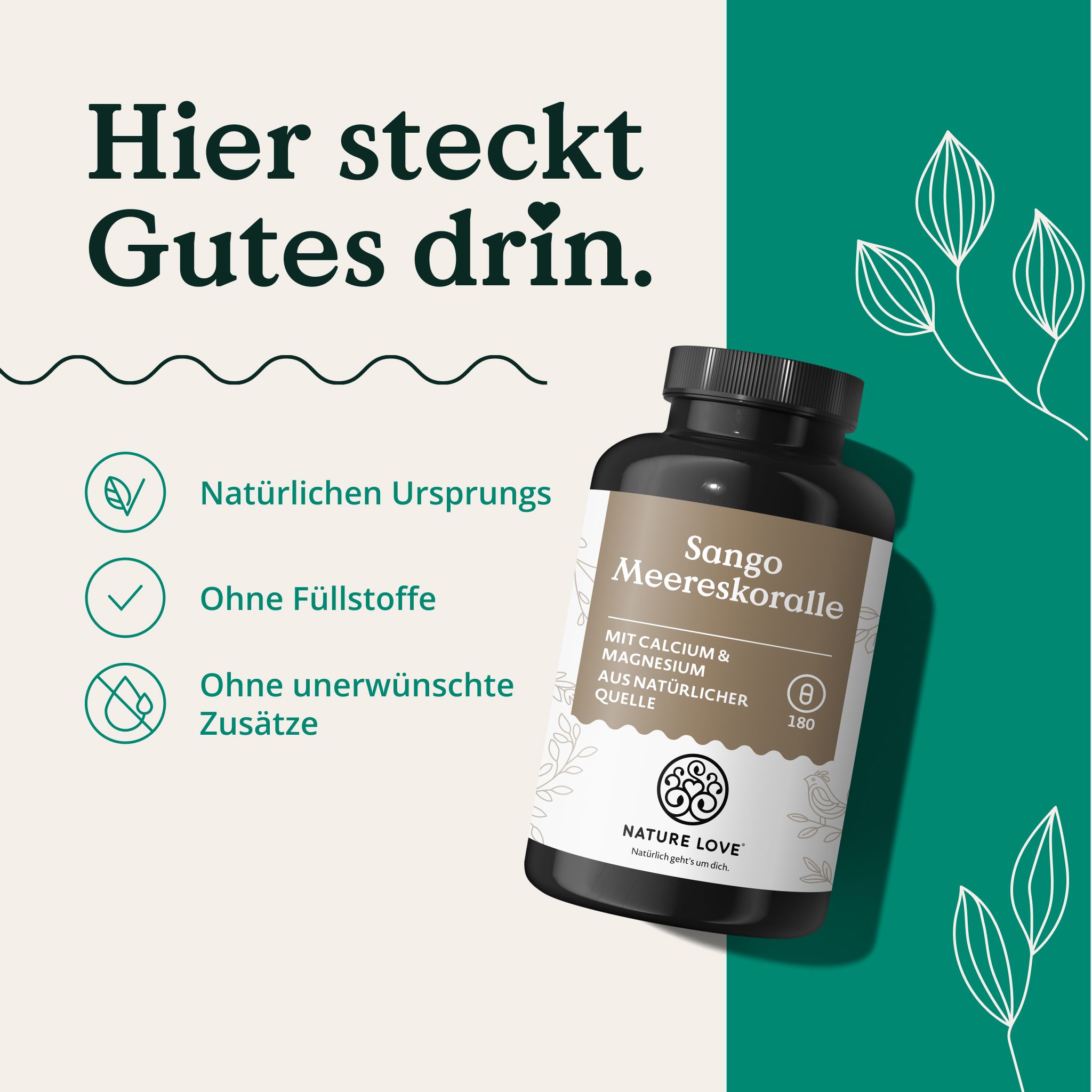 NATURE LOVE Sango Meereskoralle: Gutes aus natürlichem Ursprung. Ohne Füllstoffe und Zusätze.
