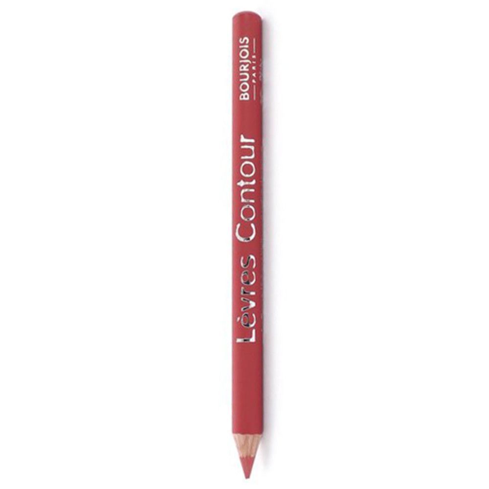 Lippenkonturenstift, rot. Aufschrift: Lèvres Contour, Bourjois Paris. Stiftspitze sichtbar.