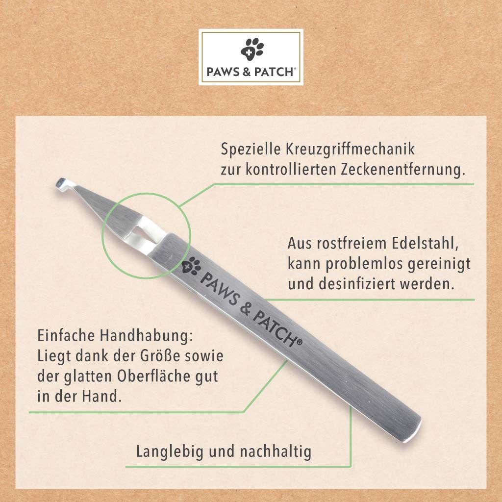 PAWS&PATCH Zeckenzange LUCY mit Etui in honig für alle Heimtiere