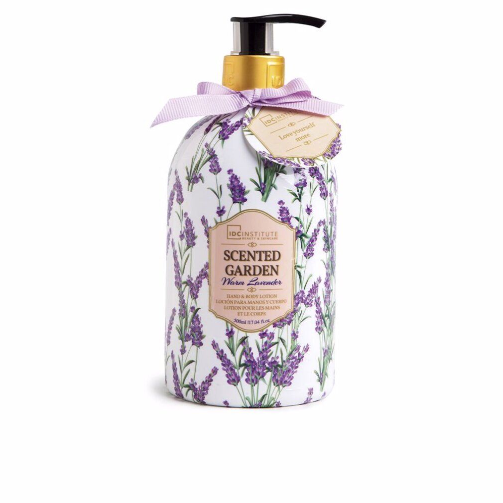 Flasche mit Lavendelmotiv und Pumpspender.