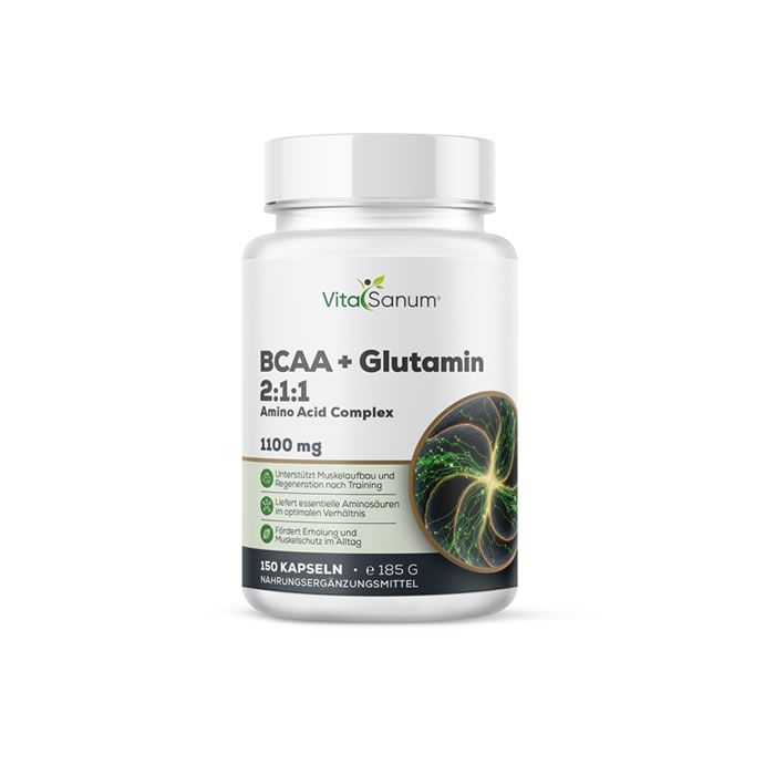 VitaSanum BCAA + Glutamin Kapseln, 1100 mg pro Kapsel, 150 Kapseln.