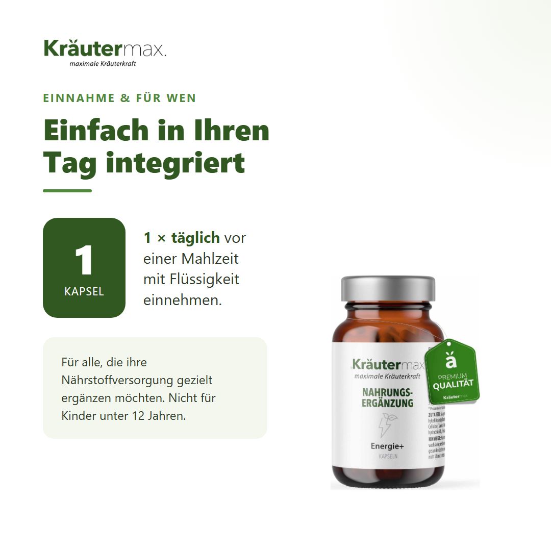 Kräutermax Qualität: Nach Originalrezept, 100% vegan, laktose- & glutenfrei, ohne Farbstoffe, pflanzliche Kapselhülle.