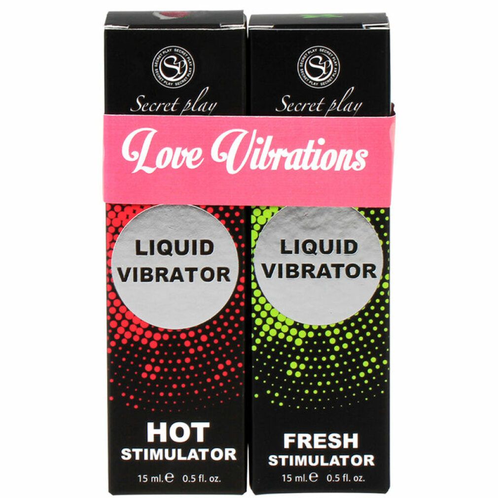 Zwei Packungen "Love Vibrations" Liquid Vibrator: "Hot Stimulator" und "Fresh Stimulator".