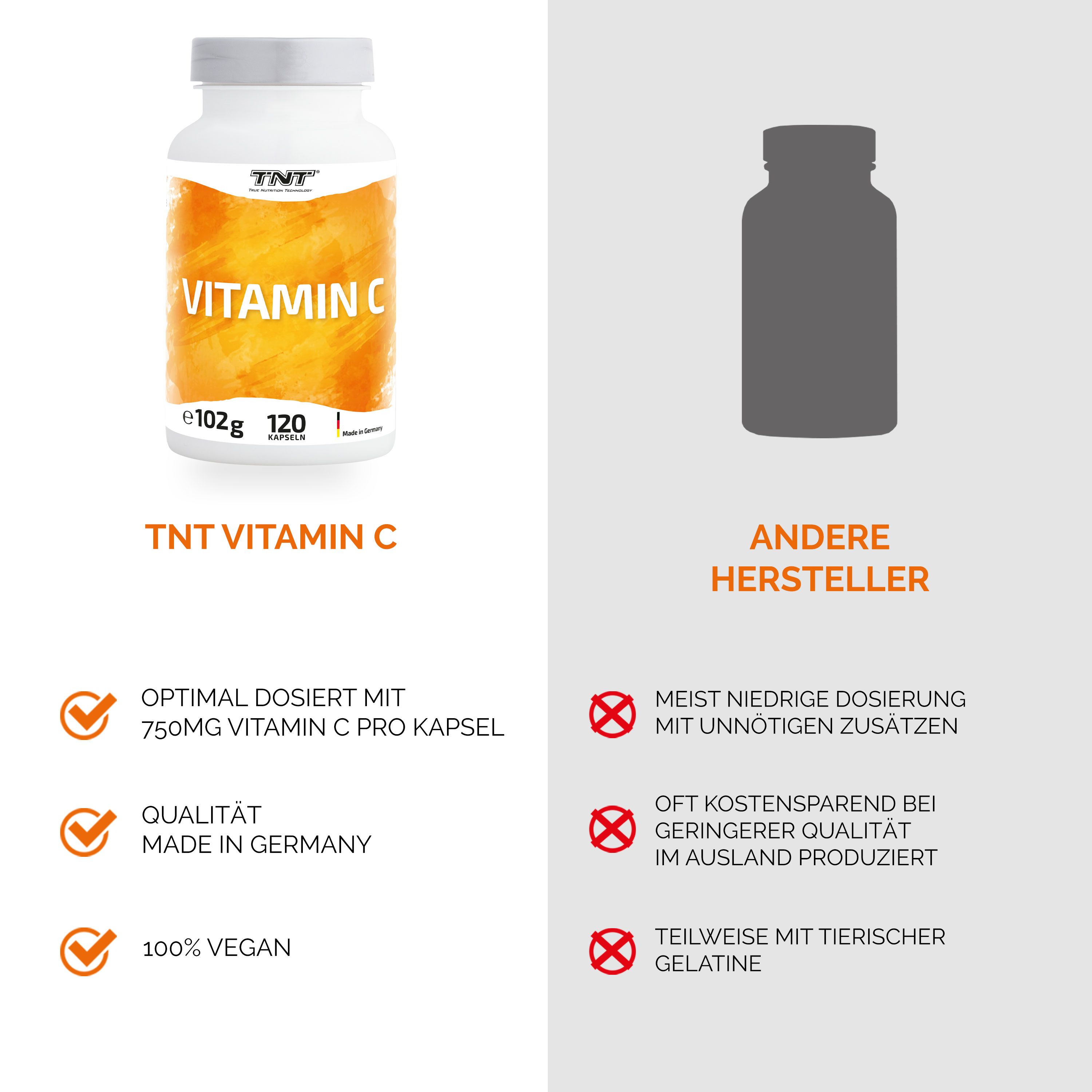 TNT Vitamin C, hilft deinem Immunsystem und mindert Müdigkeit und Erschöpfung