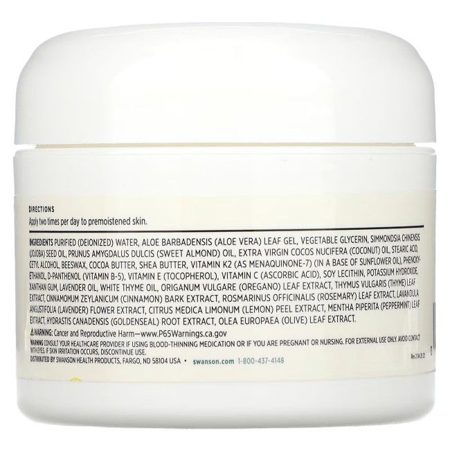 Rückseite des Cremebehälters. Enthält Inhaltsstoffe und Anwendungshinweise. Warnhinweis: Kann Krebs und Fortpflanzungsschäden verursachen.