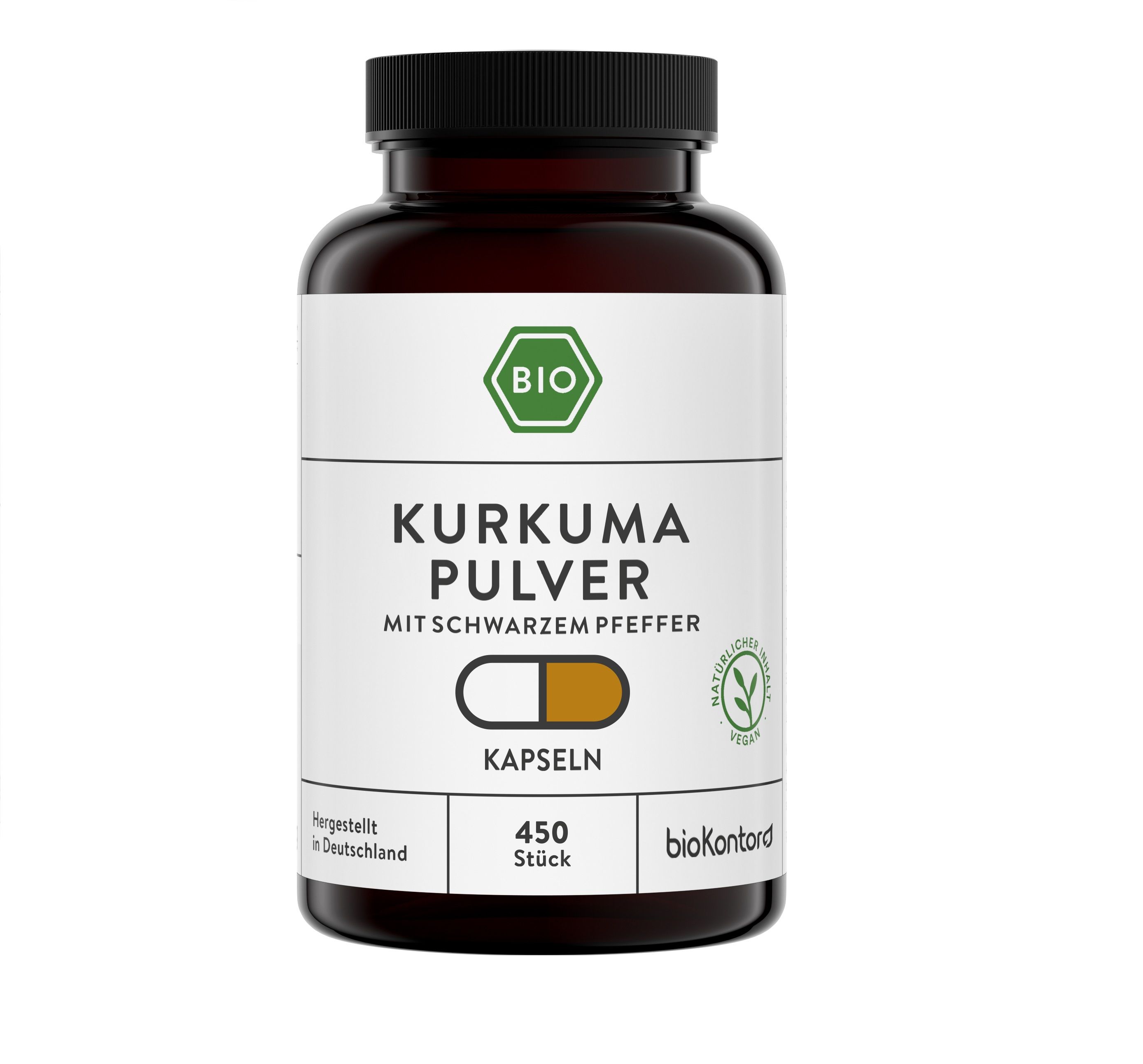 bioKontor Kurkumapulver Kapseln mit schwarzem Pfeffer