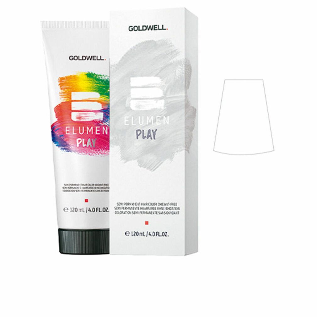 Goldwell ELUMEN PLAY Haarfarbe, Tube und Verpackung. Farbverlauf, Schriftzug, 120 ml.