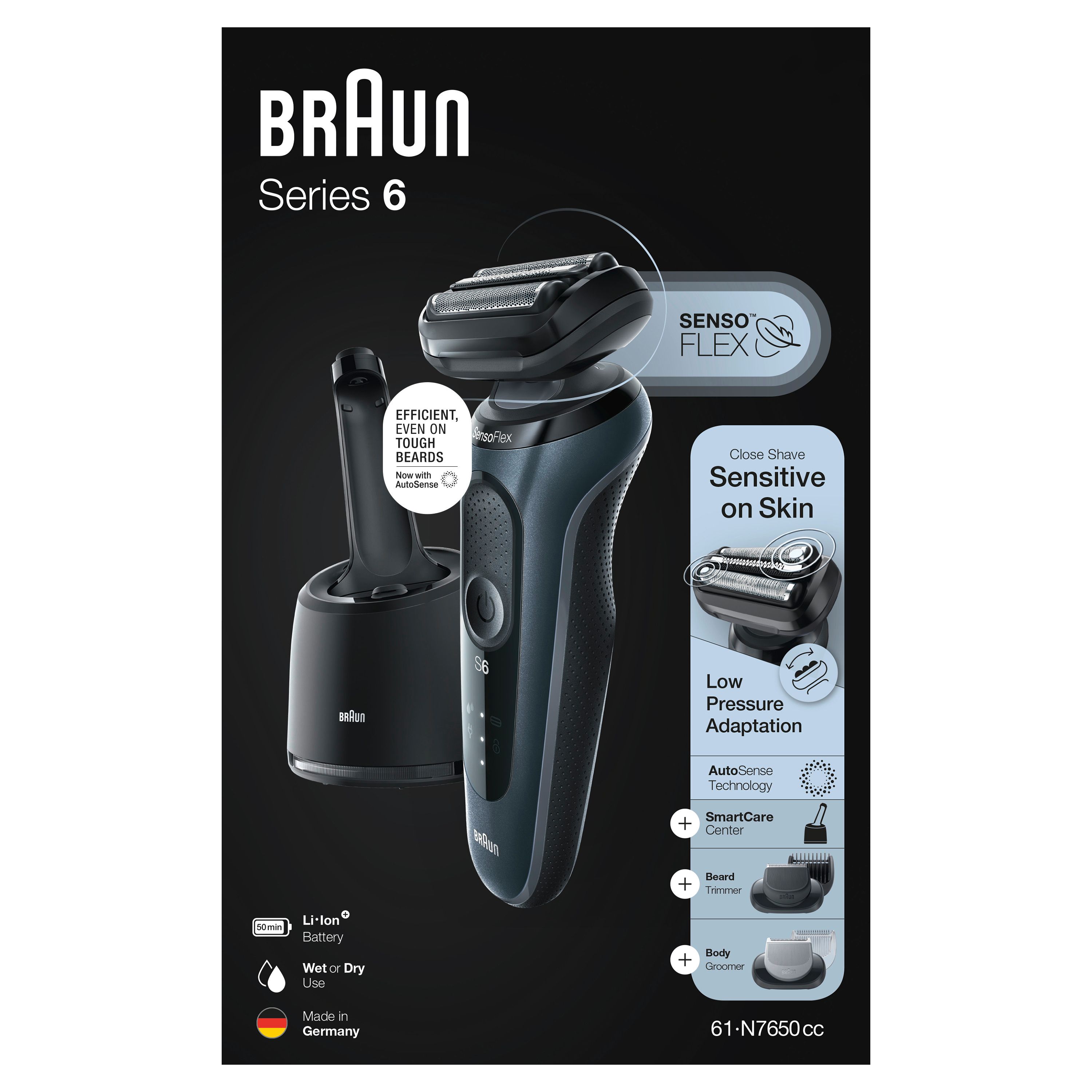 Braun - Elektrischer Rasierer für Männer "Series 6 61-N7650cc" in Schwarz