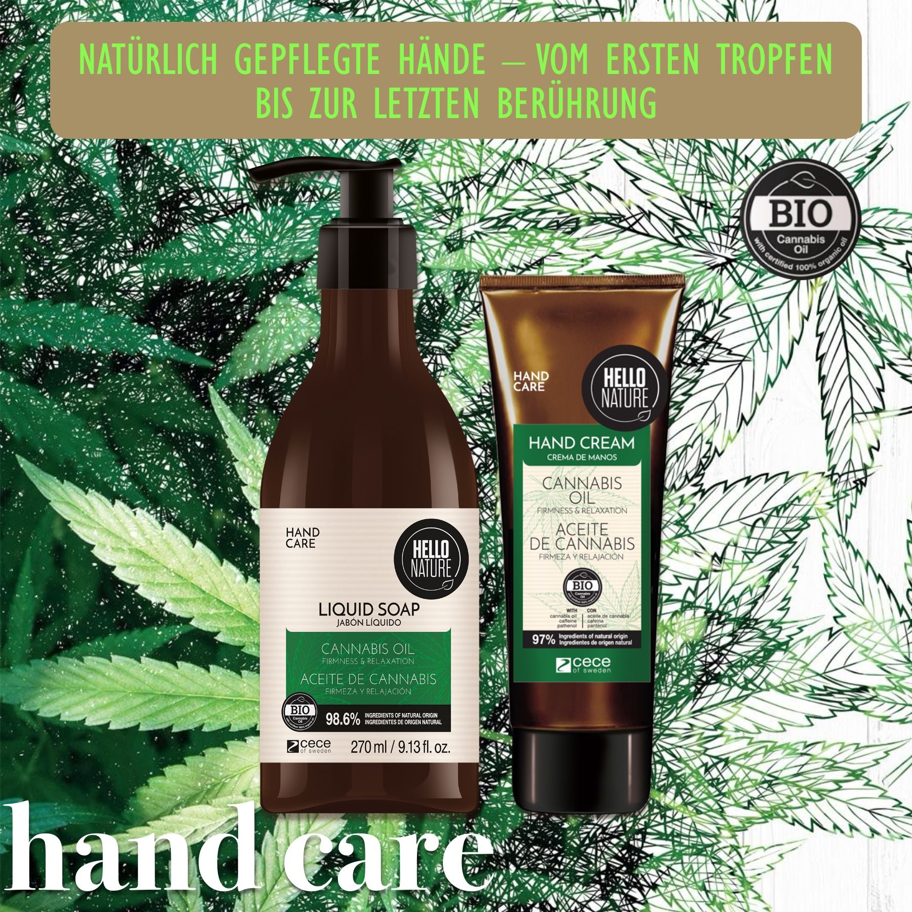 Hello Nature Pflege Haare Body Geschenkset Cannabis für Körperpflege