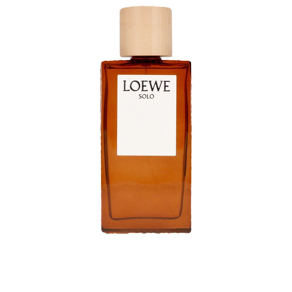 Braune Glasflasche mit Holzdeckel. Auf dem Etikett steht "LOEWE SOLO".