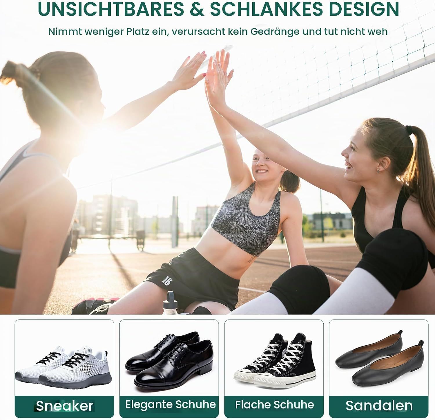 Fersenpolster aus hochdichtem Gewebe, weich und absorbierend.