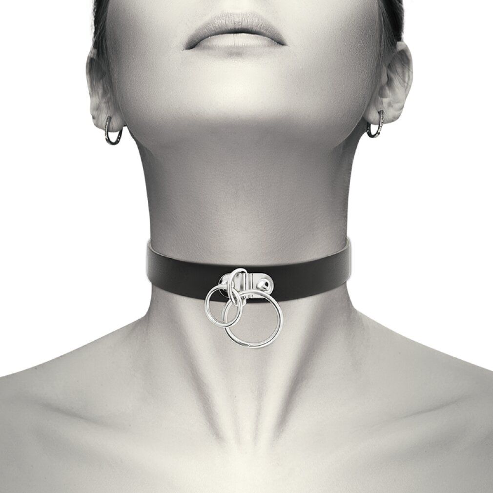 Coquette chic desire hand crafted choker vegan leather - double ring