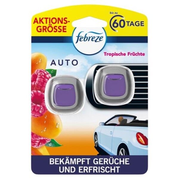 Febreze Auto Lufterfrischer Auto Clip Starterset Tropische Früchte 4 ml 