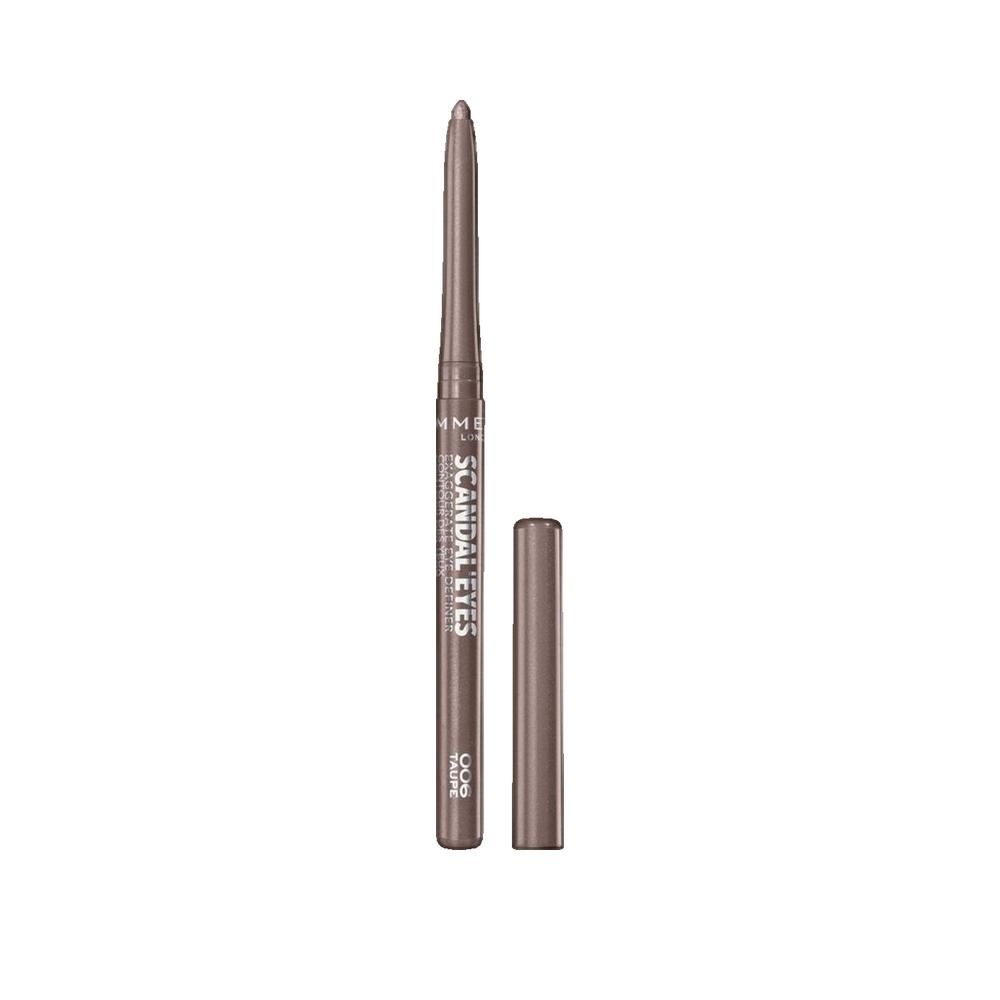Automatischer Eyeliner, taupefarben, mit Kappe. Aufschrift: Scandaleyes, Taupe. Zylindrische Form.