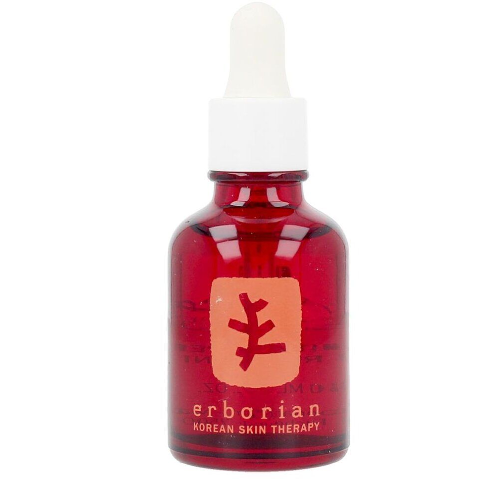 Erborian Skin Therapy Öl-Serum, Vorderansicht mit Logo auf bernsteinfarbener Glasflasche.