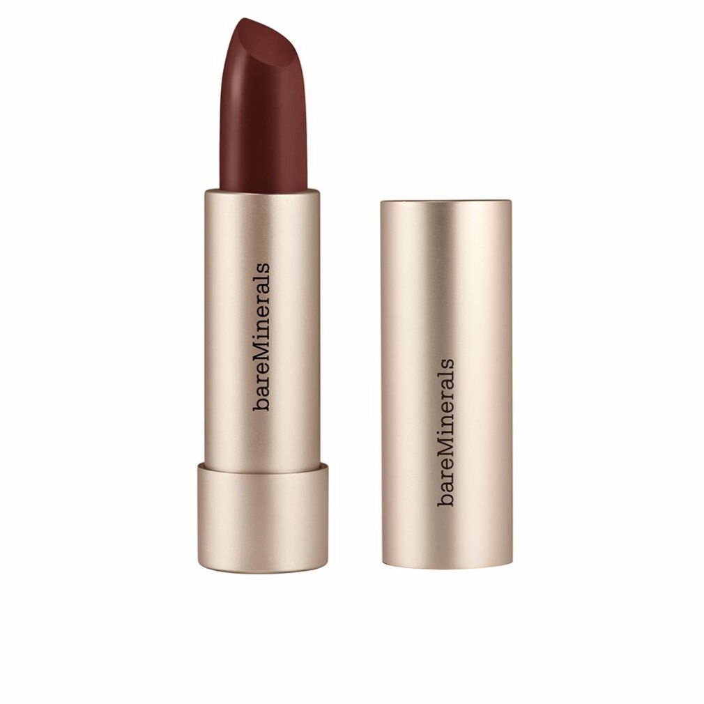 Bareminerals Mineralist Hydra-Smoothing Lipstick in Integrity, goldfarbene Hülse, aufgeschraubt.