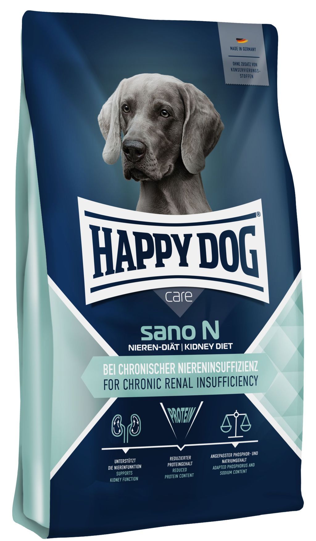 Happy Dog Sano N Nieren-Diät: Hundefutter für chronische Niereninsuffizienz. Unterstützt Nierenfunktion, reduzierter Proteingehalt.