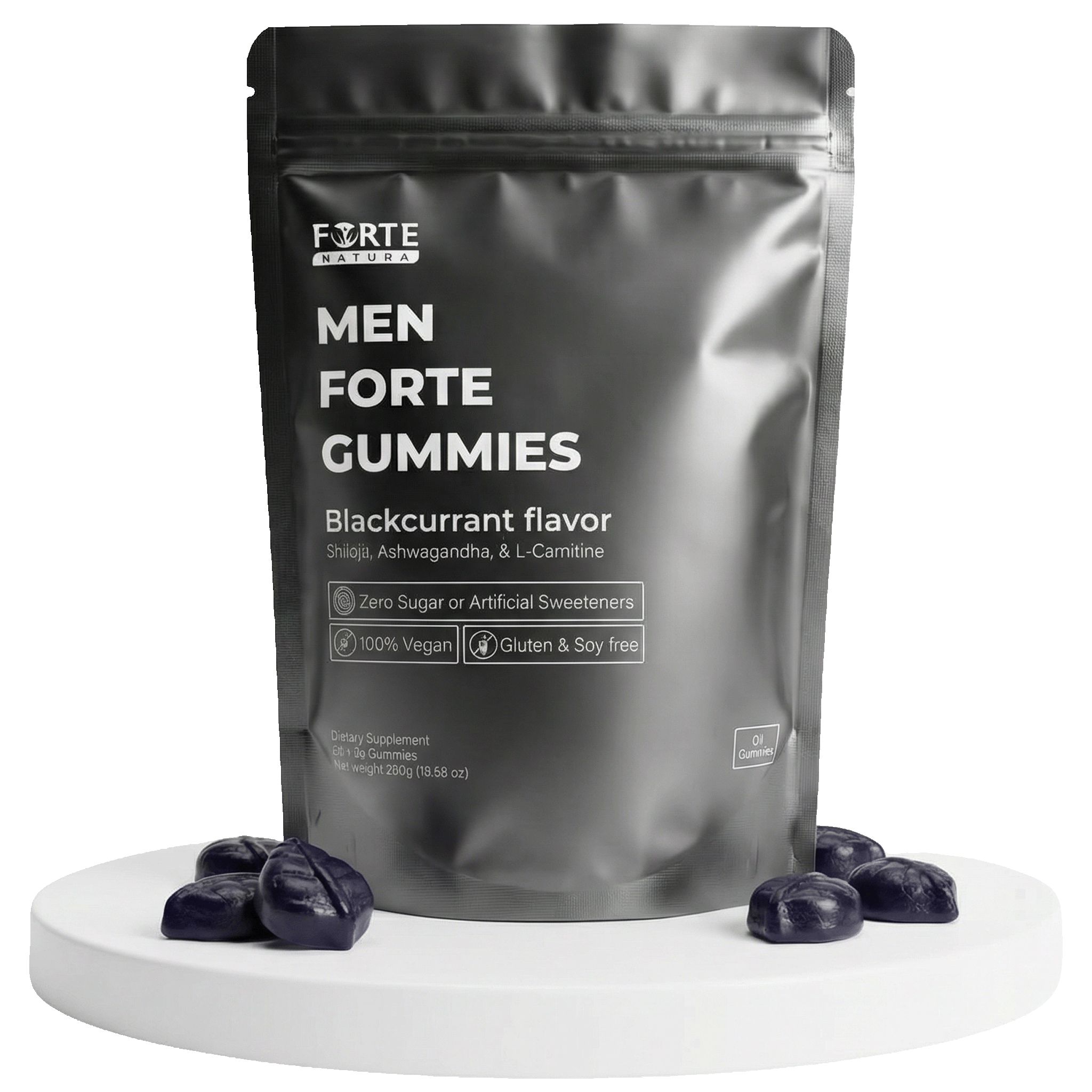 Forte Natura® Mann Forte Gummies, schwarze Johannisbeere, vegan, glutenfrei.