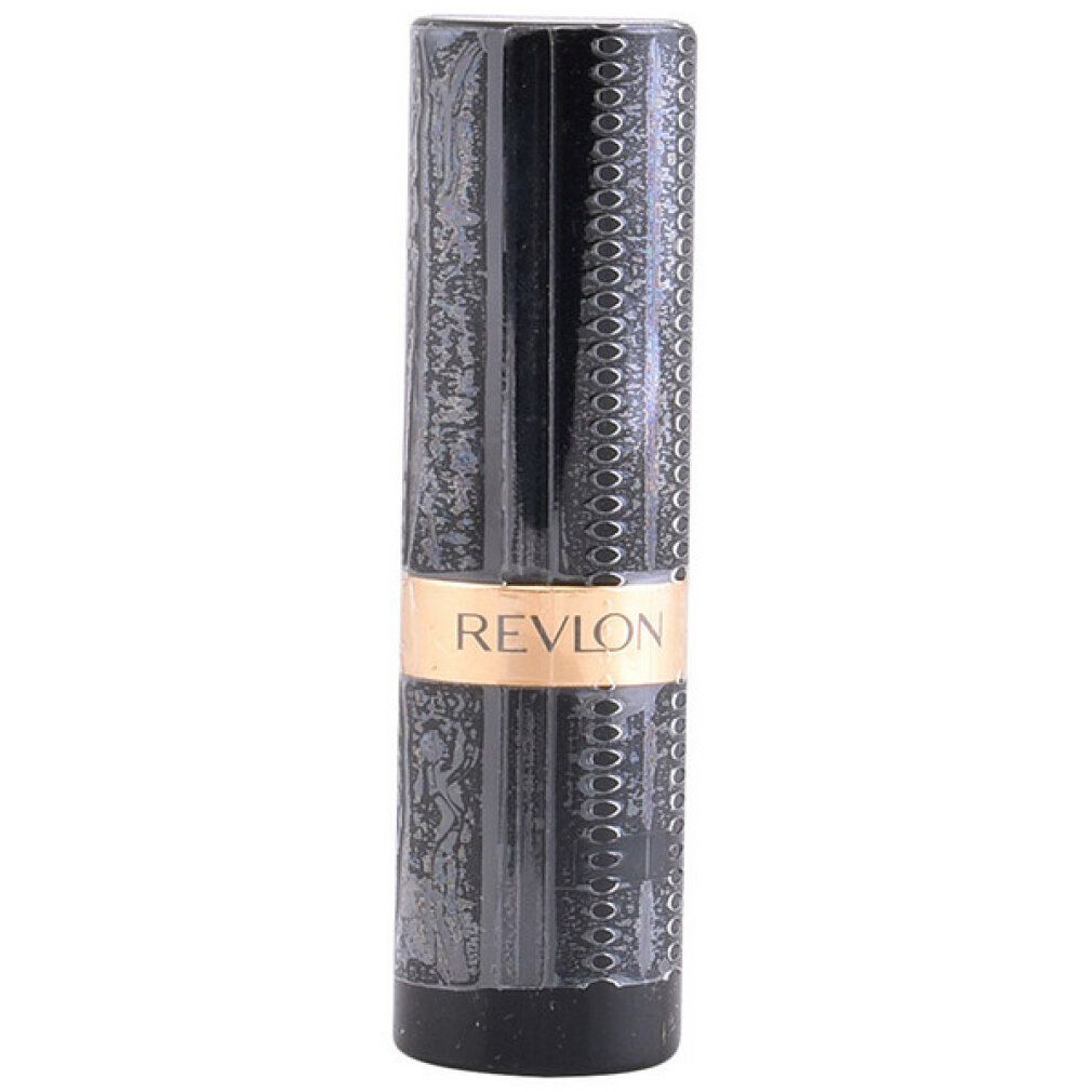 Geschlossener Lippenstift in schwarzer Hülse mit goldenem Band und Revlon-Schriftzug.